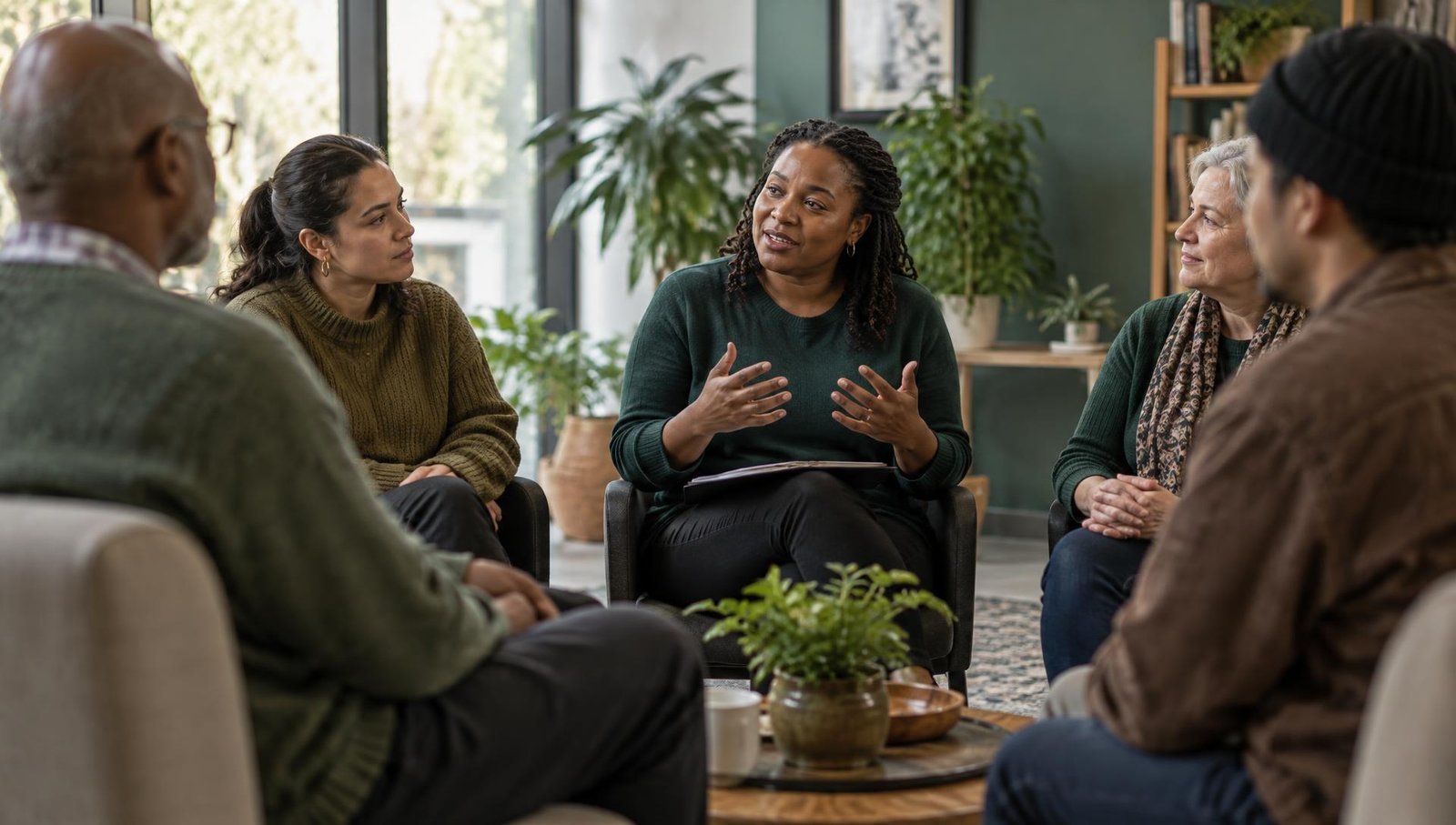 Adults taking part in a community conversation
