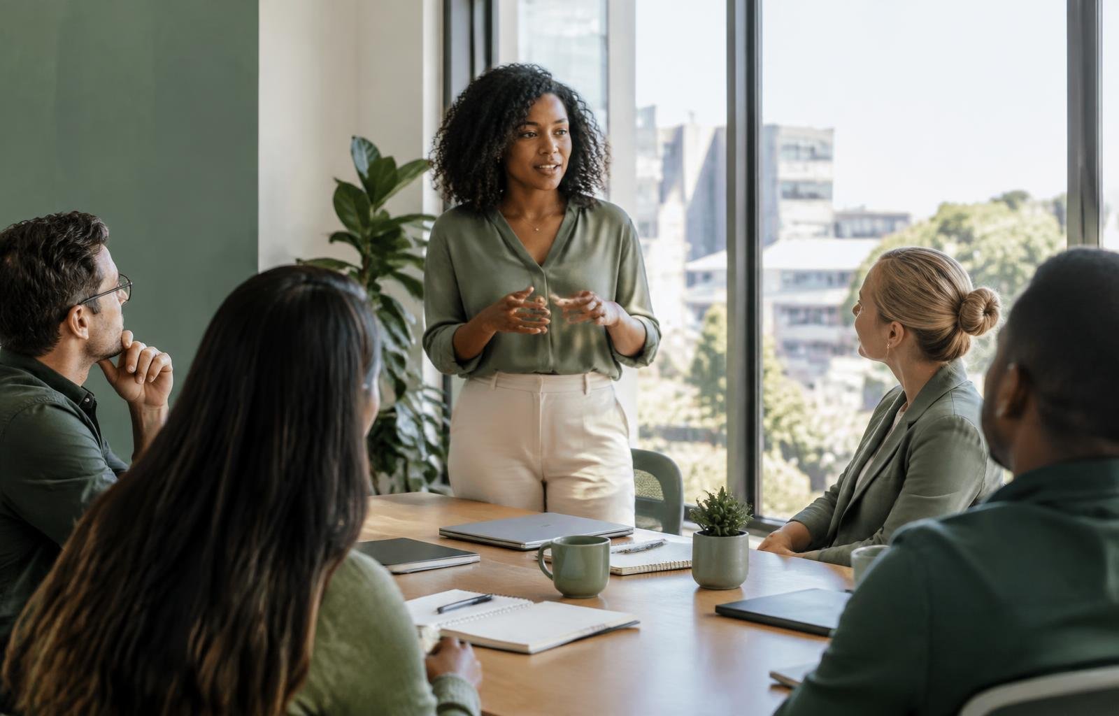 People collaborating in a workplace